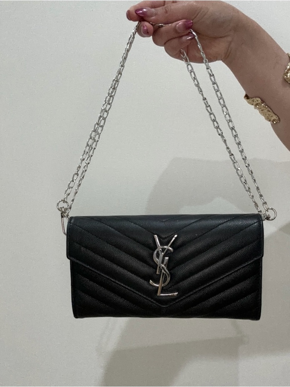 YSL envelope monogram flap wallet on chain crossbody bag - Picture 4 of 17